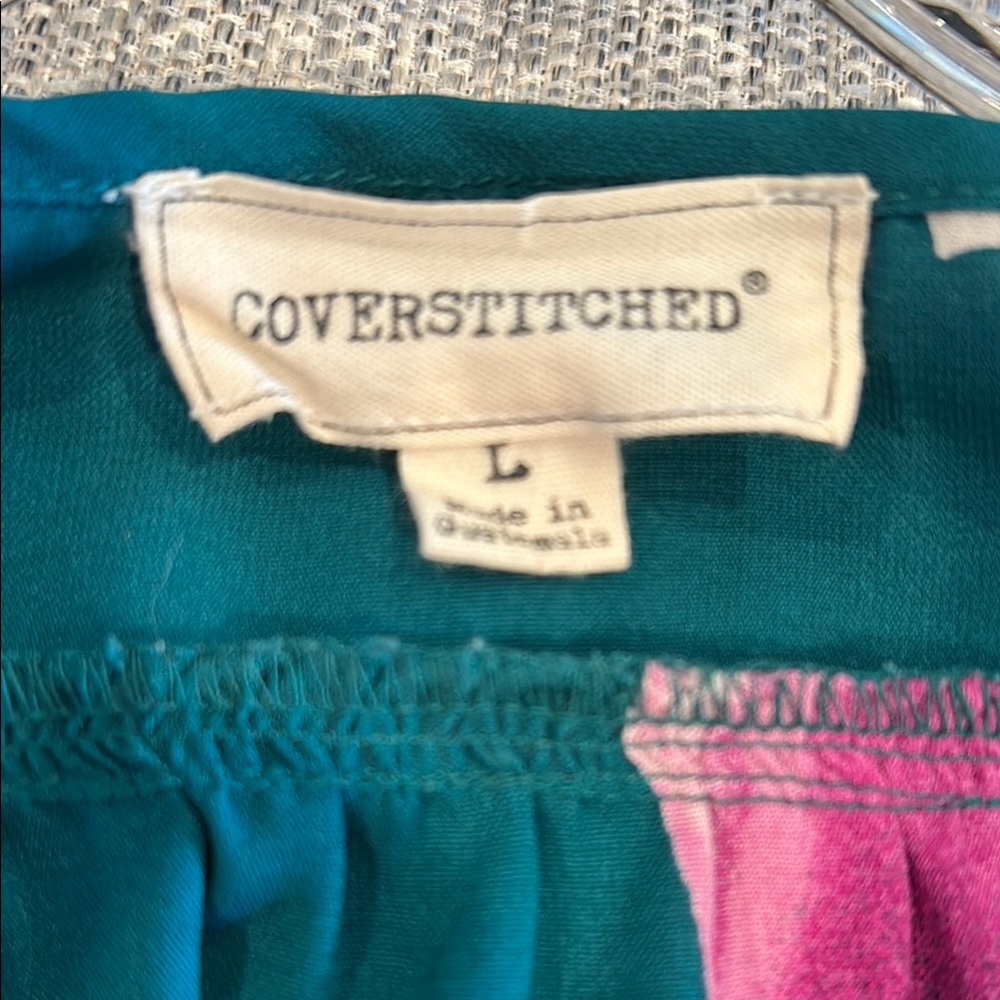 Floral Cold Shoulder Top - Teal and Pink - Picture 2 of 4